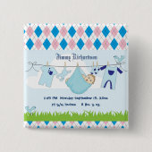 Cute Baby Clothes Line Vierkante Button 5,1 Cm (Voorkant)