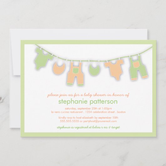 Cute Baby Clothes on Line Neutral Baby shower Kaart (Voorkant)