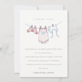 Cute Baby Clothesline Roze Blush Girl Baby shower Bedankkaart (Voorkant)