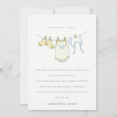Cute Baby Clothesline Yellow Natural Baby shower Bedankkaart (Voorkant)