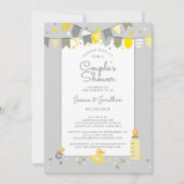 Cute Baby Couples Shower Gray Yellow Banner Modern Kaart (Voorkant)