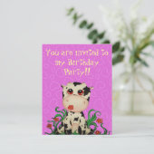 Cute Baby Cow Birthday Party Invitation Kaart (Staand voorkant)