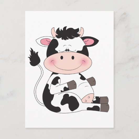 Cute Baby Cow Cartoon Briefkaart (Voorkant)