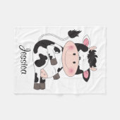 Cute Baby Cow Cartoon Fleece Deken (Voorkant (Horizontaal))