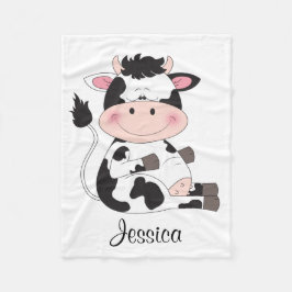 Cute Baby Cow Cartoon Fleece Deken