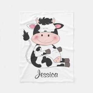 Cute Baby Cow Cartoon Fleece Deken
