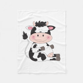 Cute Baby Cow Cartoon Fleece Deken