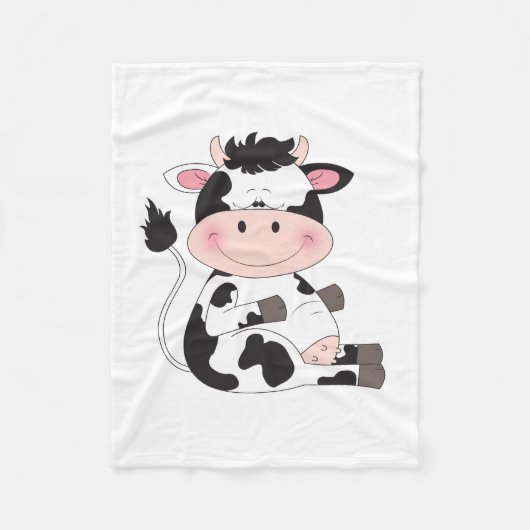 Cute Baby Cow Cartoon Fleece Deken (Voorkant)