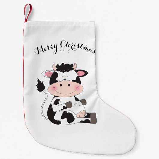 Cute Baby Cow Cartoon Kleine Kerstsok (Voorkant)