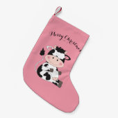 Cute Baby Cow Cartoon Kleine Kerstsok (Voorkant (Hangend))
