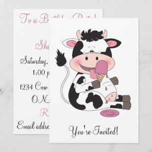 Cute Baby Cow Cartoon met zijn favoriete behandeli Kaart