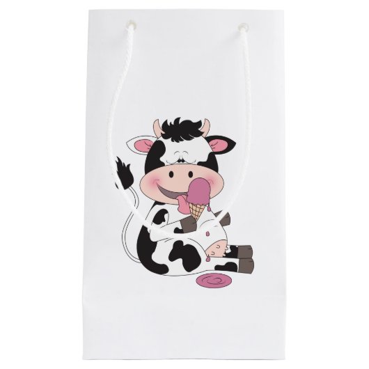 Cute Baby Cow Cartoon met zijn favoriete behandeli Klein Cadeauzakje (Voorkant)