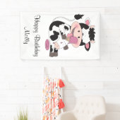 Cute Baby Cow Cartoon met zijn favoriete behandeli Spandoek (Insitu)