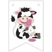 Cute Baby Cow Cartoon met zijn favoriete behandeli Vlaggetjes (Tweede vlag)