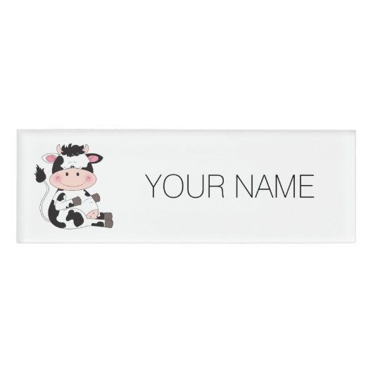 Cute Baby Cow Cartoon Naambadge (Voorkant)