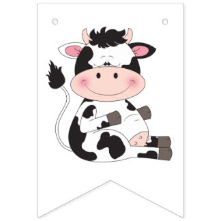 Cute Baby Cow Cartoon Vlaggetjes