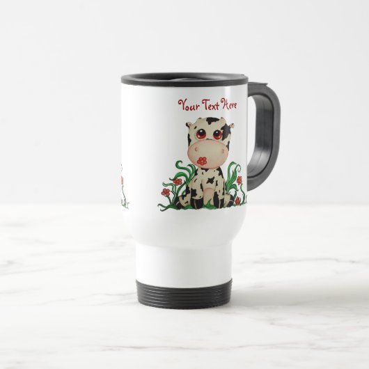 Cute Baby Cow  Travel Mug Reisbeker (Voorkant rechts)