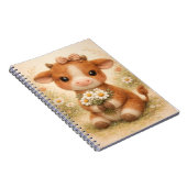Cute Baby Cow with Daisies – Whimsical Farm Notitieboek (Rechterzijde)