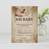 Cute Baby Cowboy Hat Shoes Cactus Kaart (Staand voorkant)