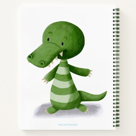 Cute Baby Crocodile Illustration Personalized Notitieboek (Achterkant)