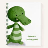 Cute Baby Crocodile Illustration Personalized Notitieboek (Voorkant)