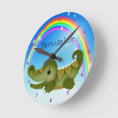Cute Baby Crocodile & Rainbow Clock Ronde Klok (Hoek)