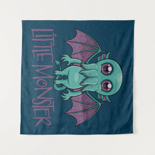 Cute Baby Cthulhu Little Monster Wandkleed (Voorkant (horizontaal))