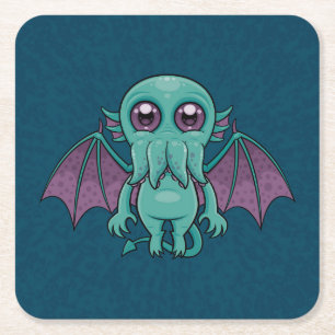 Cute Baby Cthulhu Monster Kartonnen Onderzetters