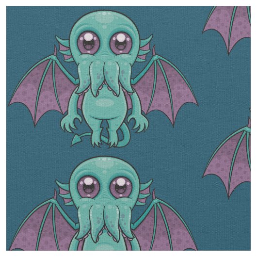 Cute Baby Cthulhu Monster Stof (Close Up)