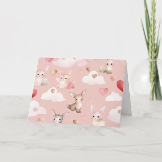 Cute Baby Cupid Animals Thank You Card Bedankkaart (Voorkant)