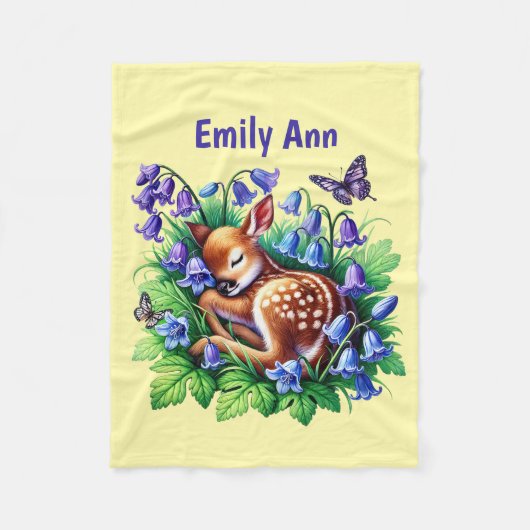 Cute baby deer add name ` fleece deken (Voorkant)