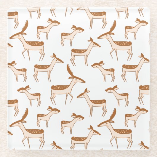 Cute Baby Deer and Family Glazen Onderzetter (Voorkant)