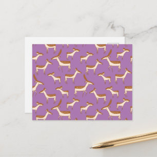 Cute Baby Deer and Family on Lavender Paars Briefkaart