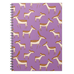 Cute Baby Deer and Family on Lavender Paars Notitieboek