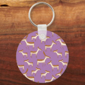 Cute Baby Deer and Family on Lavender Paars Sleutelhanger (Voorkant)