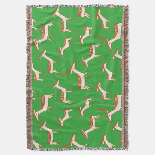 Cute Baby Deer and Family on Light Green Deken (Voorkant Verticaal)
