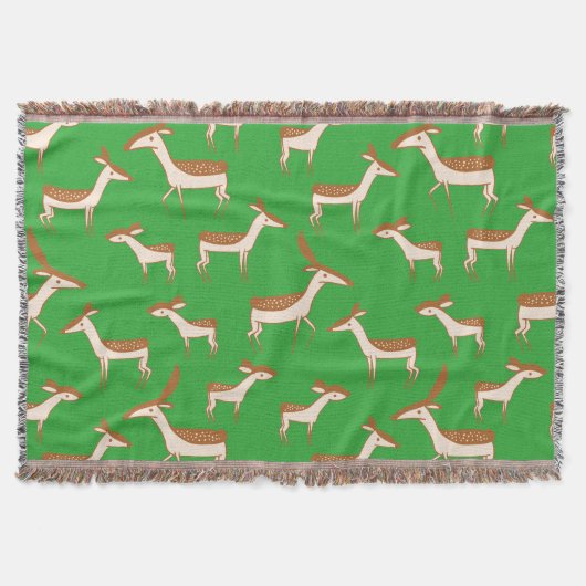 Cute Baby Deer and Family on Light Green Deken (Voorkant)