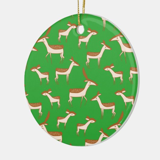 Cute Baby Deer and Family on Light Green Keramisch Ornament (Links)