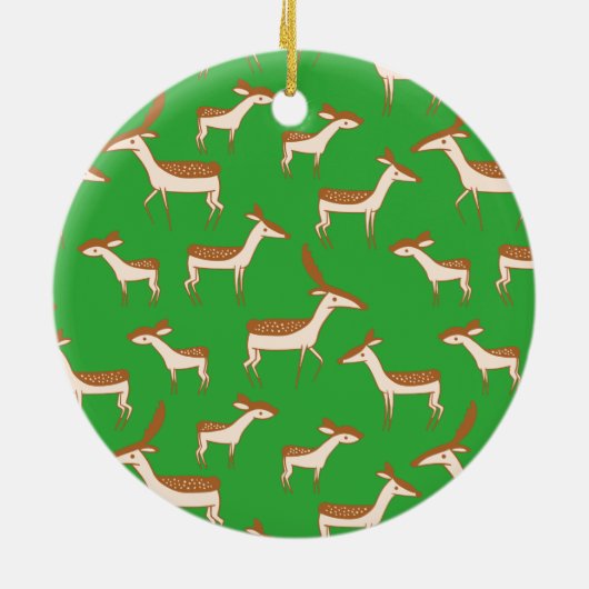 Cute Baby Deer and Family on Light Green Keramisch Ornament (Achterkant)