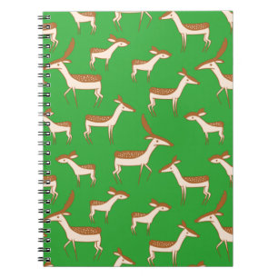 Cute Baby Deer and Family on Light Green Notitieboek