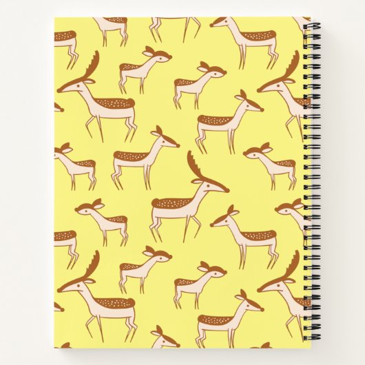 Cute Baby Deer and Family on Pastel Yellow Notitieboek (Achterkant)