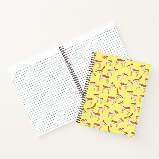 Cute Baby Deer and Family on Pastel Yellow Notitieboek (Binnen)
