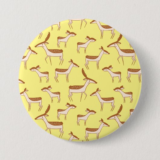 Cute Baby Deer and Family on Pastel Yellow Ronde Button 7,6 Cm (Voorkant)
