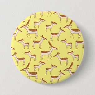 Cute Baby Deer and Family on Pastel Yellow Ronde Button 7,6 Cm