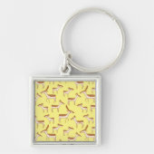 Cute Baby Deer and Family on Pastel Yellow Sleutelhanger (Voorkant)