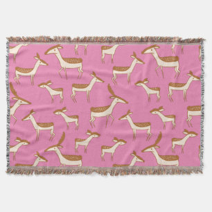 Cute Baby Deer and Family on Pink Deken