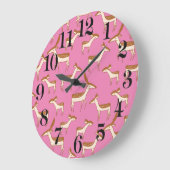 Cute Baby Deer and Family on Pink Grote Klok (Hoek)