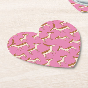 Cute Baby Deer and Family on Pink Kartonnen Onderzetters