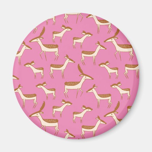 Cute Baby Deer and Family on Pink Magneet (Voorkant)