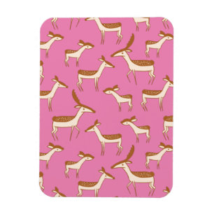 Cute Baby Deer and Family on Pink Magneet